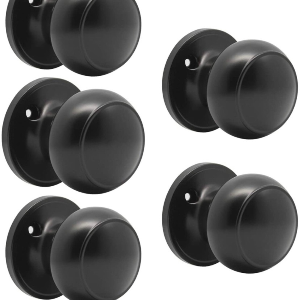Probrico Black Flat Ball Half Dummy Door Knobs Handleset Left Right Handed Knobs